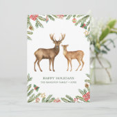 Cartes Pour Fêtes Annuelles Cerfs de fête à l'aquarelle (Debout devant)