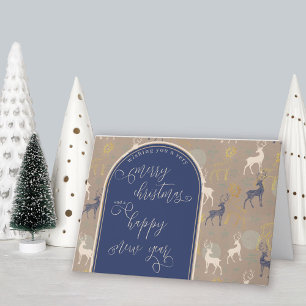 Cartes Pour Fêtes Annuelles Cerfs de forêt de calligraphie de Noël et du Nouve