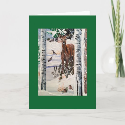Cartes Pour Fêtes Annuelles Cerfs et amis de Noël (Devant)
