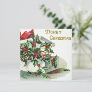 Cartes Pour Fêtes Annuelles Cerise de Noël Art vintage avec voeux vacances