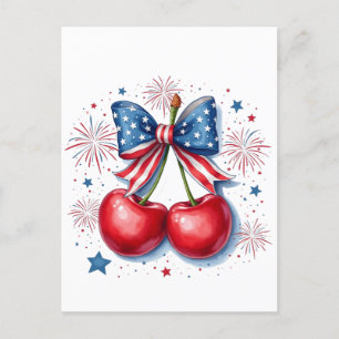 Cartes Pour Fêtes Annuelles Cerises avec Coquette Bow 4 juillet Américain