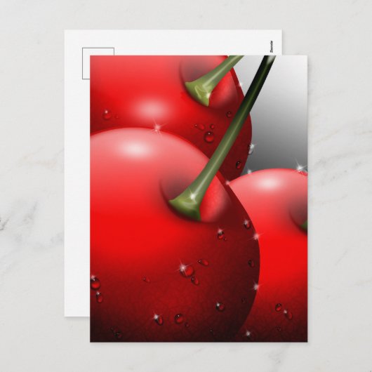 Cartes Pour Fêtes Annuelles Cerises avec gouttes de ragoût (Devant / Derrière)