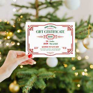 Cartes Pour Fêtes Annuelles Certificat cadeau de Noël personnalisé