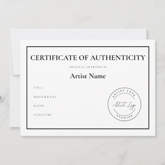 Cartes Pour Fêtes Annuelles Certificat d'authenticité du logo personnalisé pou (Devant)