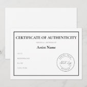 Cartes Pour Fêtes Annuelles Certificat d'authenticité du logo personnalisé pou (Devant / Derrière)