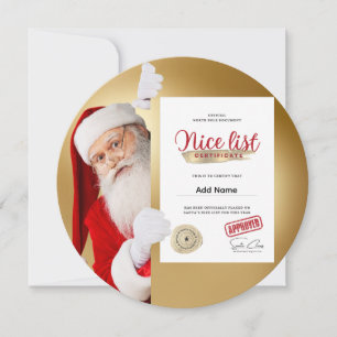 Cartes Pour Fêtes Annuelles Certificat de la Liste des Enfants Sages du Père N