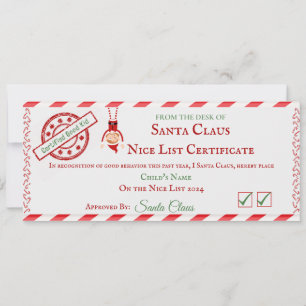 Cartes Pour Fêtes Annuelles Certificat de la liste des gentils