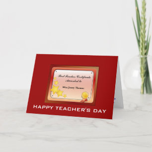 Cartes Pour Fêtes Annuelles Certificat d'enseignant (Personnaliser)