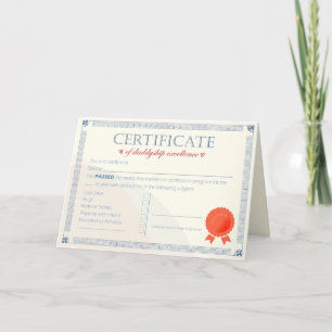 Cartes Pour Fêtes Annuelles Certificat d'excellence en adduction : Approuvé pa