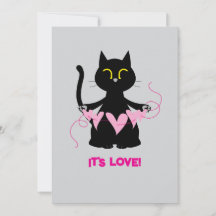 C'EST DE L'AMOUR ! - Funny Black Cat Greeting Card