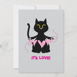 Cartes Pour Fêtes Annuelles C'EST DE L'AMOUR ! - Funny Black Cat Greeting Card