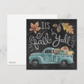 Cartes Pour Fêtes Annuelles C'est Fall Y'all - Chalkboard Truck (Devant / Derrière)