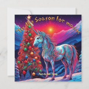 Cartes Pour Fêtes Annuelles C'est la Saison de la Magie, Vacances Licorne dans