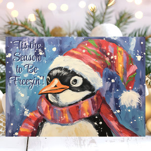 Cartes Pour Fêtes Annuelles C'est la saison d'être frigorifié Manchot de Noël