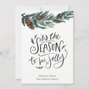 Cartes Pour Fêtes Annuelles C'Est La Saison D'Être Jolly Aquarelle Pine Cône
