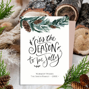 Cartes Pour Fêtes Annuelles C'Est La Saison D'Être Jolly Cône de pin aquarel