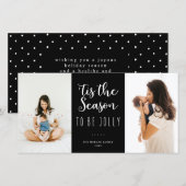 Cartes Pour Fêtes Annuelles 'C'Est La Saison D'Être Jolly Festive Black Photo (Devant / Derrière)