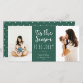 Cartes Pour Fêtes Annuelles 'C'Est La Saison D'Être Jolly Festive Green Photo (Devant / Derrière)