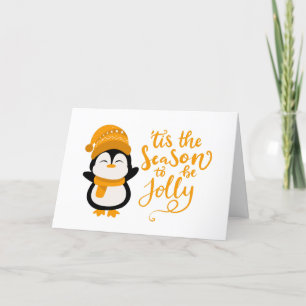 Cartes Pour Fêtes Annuelles C'Est La Saison D'Être Jolly, Pingouin Noël