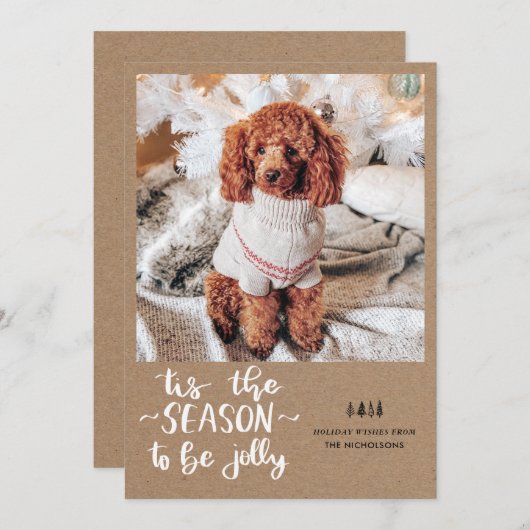 Cartes Pour Fêtes Annuelles C'Est La Saison D'Être Jolly Script Photo Holiday (Devant / Derrière)