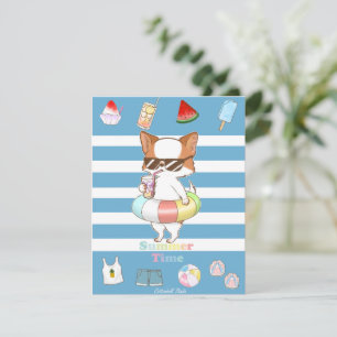 Cartes Pour Fêtes Annuelles C'est la saison estivale Mochi et Lunettes de sole