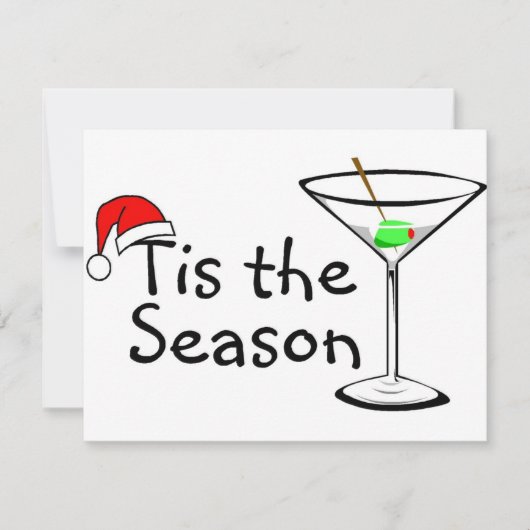 Cartes Pour Fêtes Annuelles C'Est La Saison Martini Boire Noël (Devant)