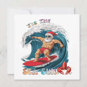 Cartes Pour Fêtes Annuelles C'est le soleil de la mer - Santa surfeur