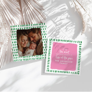 Cartes Pour Fêtes Annuelles C'est le temps le plus merveilleux de Modern Pink