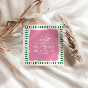 Cartes Pour Fêtes Annuelles C'est le temps le plus merveilleux de Modern Pink
