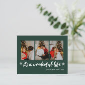 Cartes Pour Fêtes Annuelles C'est une vie merveilleuse Verte Noël 3 Photo (Debout devant)