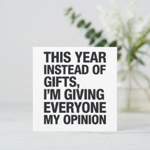 Cartes Pour Fêtes Annuelles Cette année au lieu d'un cadeau je donne à tout le