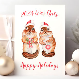 Cartes Pour Fêtes Annuelles Cette Année Était Nuts Drôle Écureuil De Noël