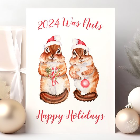 Cartes Pour Fêtes Annuelles Cette Année Était Nuts Drôle Écureuil De Noël