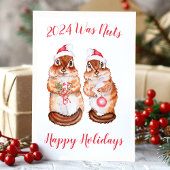 Cartes Pour Fêtes Annuelles Cette Année Était Nuts Drôle Écureuil De Noël