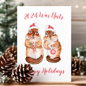 Cartes Pour Fêtes Annuelles Cette Année Était Nuts Drôle Écureuil De Noël