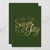 Cartes Pour Fêtes Annuelles "Cette saison" Gold Script Green Personnalisé (Devant / Derrière)