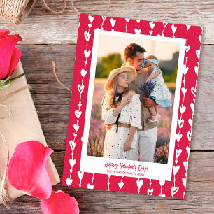 Cartes Pour Fêtes Annuelles Chaîne de coeurs modernes magenta photo valentine