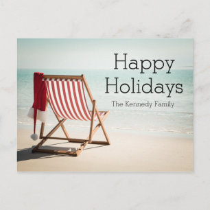 Cartes Pour Fêtes Annuelles Chaise de plage avec chapeau santa