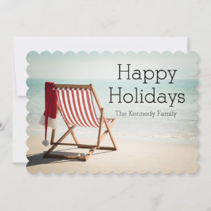 Cartes Pour Fêtes Annuelles Chaise de plage avec chapeau santa