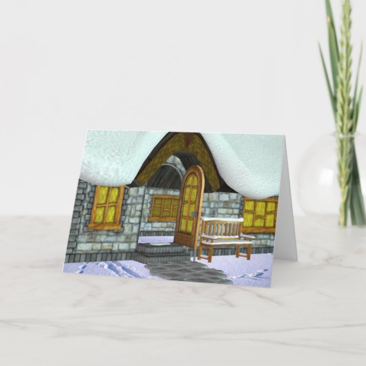 Cartes Pour Fêtes Annuelles chalet à neige (Devant)