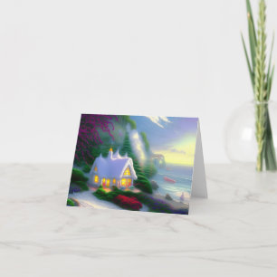 Cartes Pour Fêtes Annuelles Chalet de Noël au bord de la plage