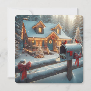 Cartes Pour Fêtes Annuelles Chalet de Noël Cosy Merveilleux Hiver