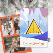 Cartes Pour Fêtes Annuelles Chalet de ski à ossature en A d'hiver Photo rétro