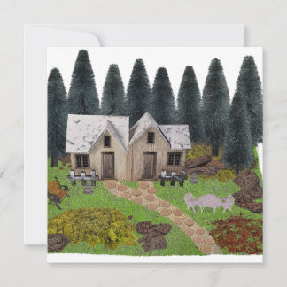 Cartes Pour Fêtes Annuelles Chalet rustique avec pierres de pas pour le camp d