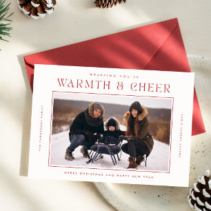 Cartes Pour Fêtes Annuelles Chaleur et sourire Rouge moderne Noël Quatre pho