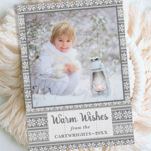 Cartes Pour Fêtes Annuelles Chaleureux Chauffage Snowflake Photo Grey