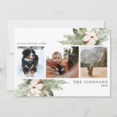 Cartes Pour Fêtes Annuelles Chaleureux Coton Winter Greenery Photo Holida (Devant)