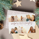 Cartes Pour Fêtes Annuelles Chaleureux désir d'hiver | Collage de photos<br><div class="desc">Notre design festif et élégant de cartes de vacances est la façon parfaite de montrer six de vos photos de famille préférées. Le design présente "Chaleureux Souhaits d'hiver" en typographie à la main en terre feuilletée sur un arrière - plan blanc. Personnalisez avec vos noms et l'année pour un accueil...</div>