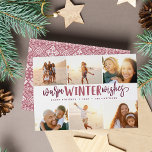 Cartes Pour Fêtes Annuelles Chaleureux désir d'hiver | Collage de photos<br><div class="desc">Notre design festif et élégant de cartes de vacances est la façon parfaite de montrer six de vos photos de famille préférées. Le design présente "Chaleureux Souhaits d'hiver" à la main lettrée typographie de prune bordeaux sur un arrière - plan blanc. Personnalisez avec vos noms et l'année pour un accueil...</div>