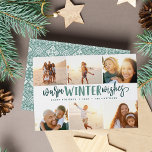 Cartes Pour Fêtes Annuelles Chaleureux désir d'hiver | Collage de photos<br><div class="desc">Notre design festif et élégant de cartes de vacances est la façon parfaite de montrer six de vos photos de famille préférées. Le design comprend des "Chaleureux Souhaits d'hiver" en typographie verte lettrée à la main sur un arrière - plan blanc. Personnalisez avec vos noms et l'année pour un accueil...</div>